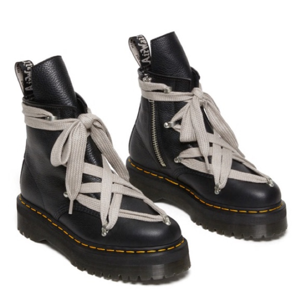 1460 DR MARTEN RICK OWENS LEATHER PLATFORM BOOTS WOMENS US SIZE 7